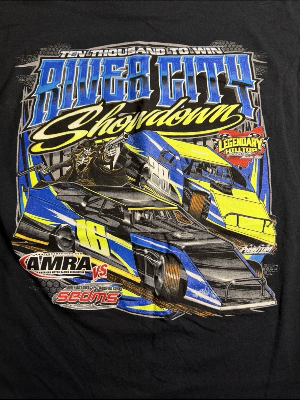 Open Wheel Modified Dirt Track Racing T-shirt Black Size XL  X-Large River City